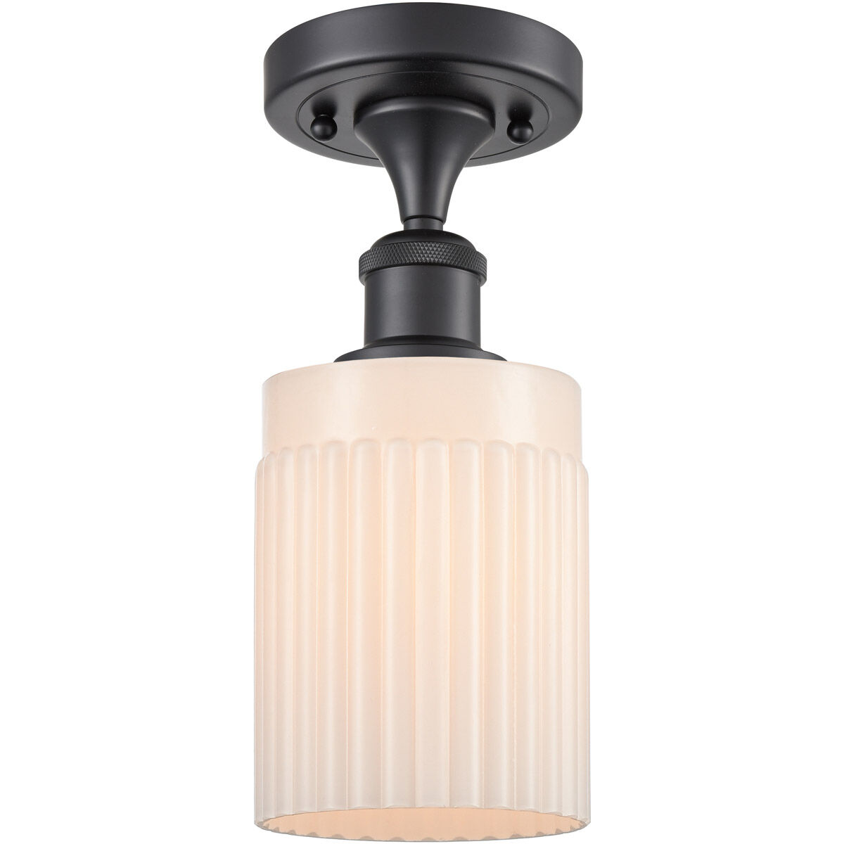 Ballston Hadley LED 4.5 inch Matte Black Semi-Flush Mount Ceiling Light in Matte White Glass, Ballston