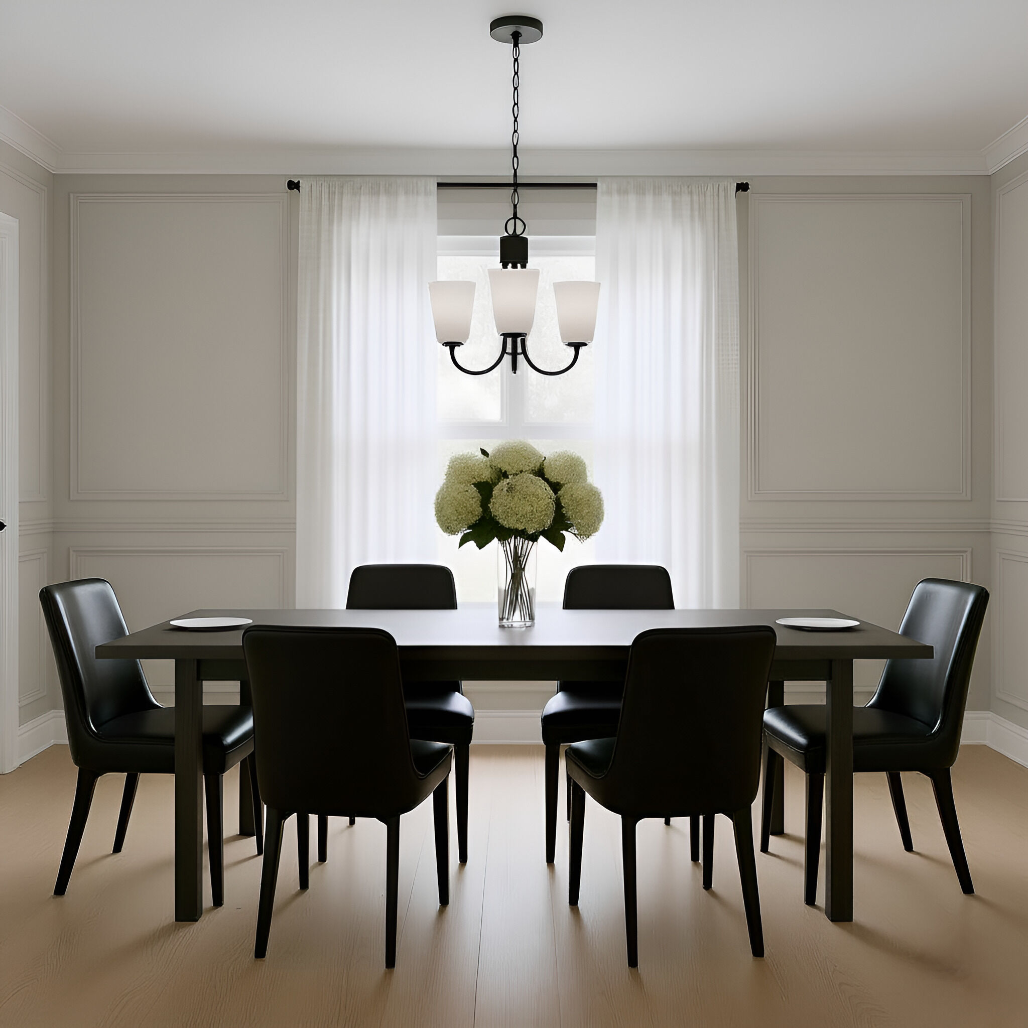 Miles 3 Light 21.5 inch Midnight Black Chandelier Ceiling Light