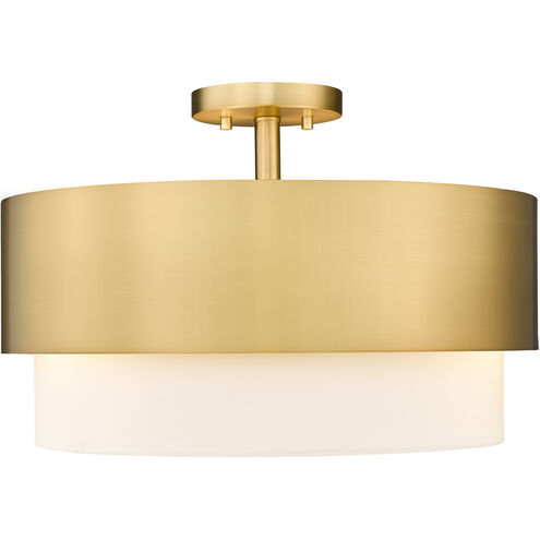 Counterpoint 3 Light 18 inch Modern Gold Semi Flush Mount Ceiling Light