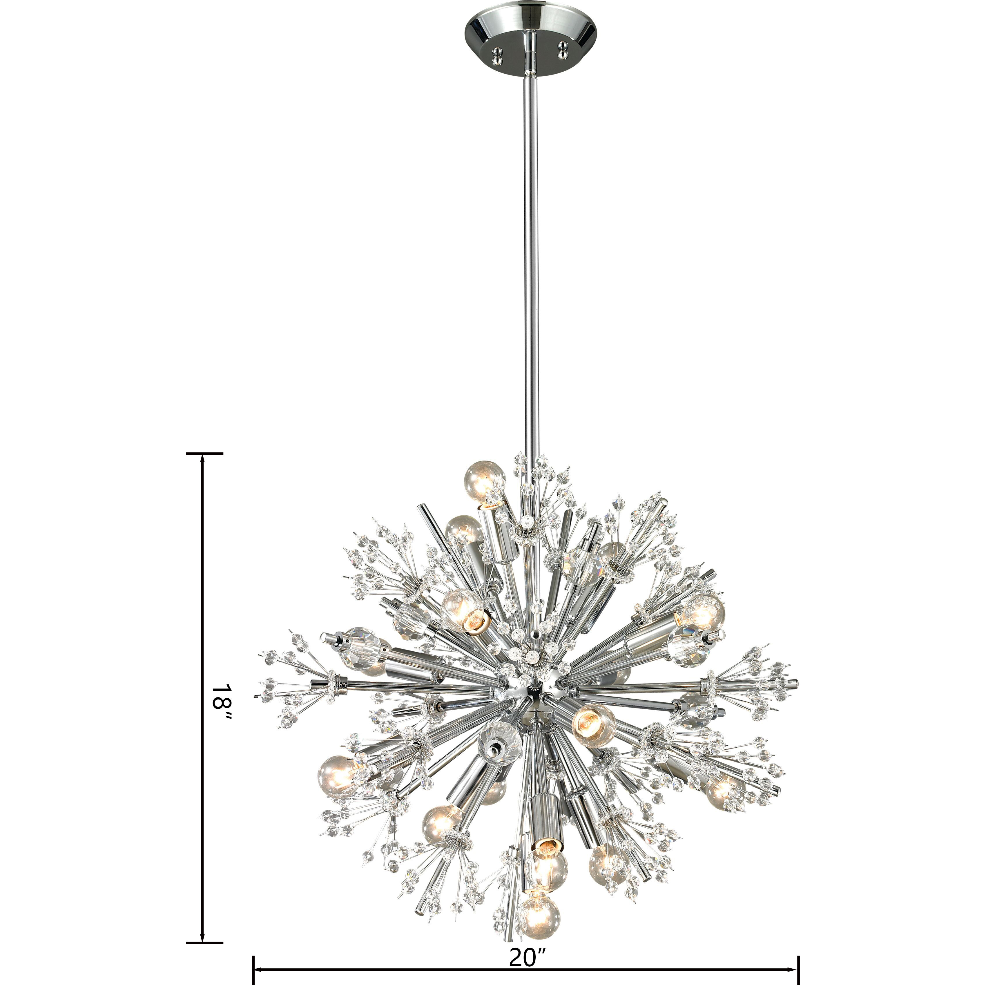 Starburst 15 Light 20 inch Polished Chrome Chandelier Ceiling Light