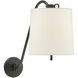 Barbara Barry Understudy 25 inch 60.00 watt Bronze Swing Arm Sconce Wall Light in Linen