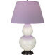 Double Gourd 31 inch 150.00 watt Bone Glazed Ceramic with Deep Patina Bronze Table Lamp Portable Light in Lavender with Plum
