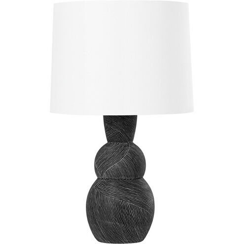 Miles 26.5 inch 75.00 watt Ceramic Etched Black Table Lamp Portable Light
