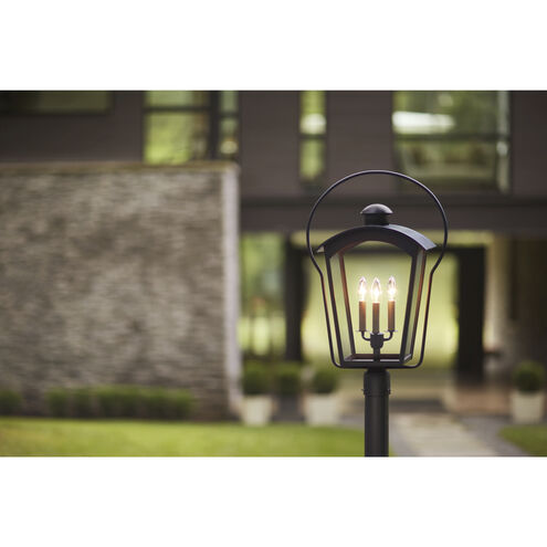 Heritage Yale LED 27 inch Black with Burnished Bronze Outdoor Post Mount Lantern