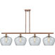 Ballston Large Fenton 4 Light 48 inch Antique Copper Island Light Ceiling Light in Clear Glass, Ballston