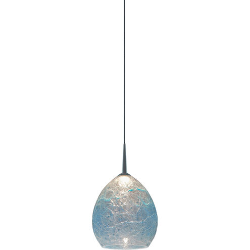 Vibe LED 5.5 inch Matte Chrome Small Pendant Ceiling Light in Glacier Glass