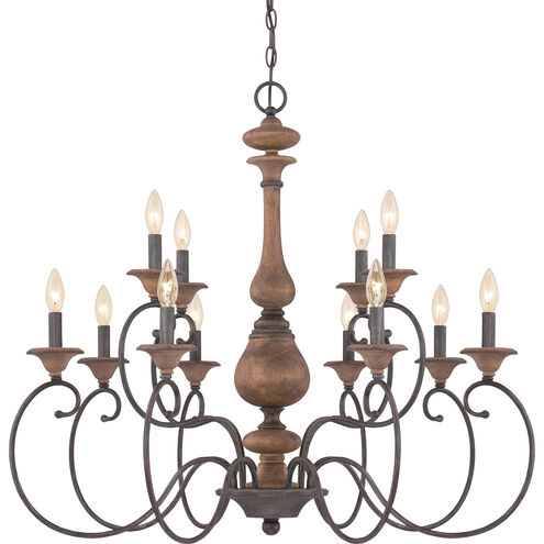 Auburn 12 Light 36 inch Rustic Black Foyer Chandelier Ceiling Light