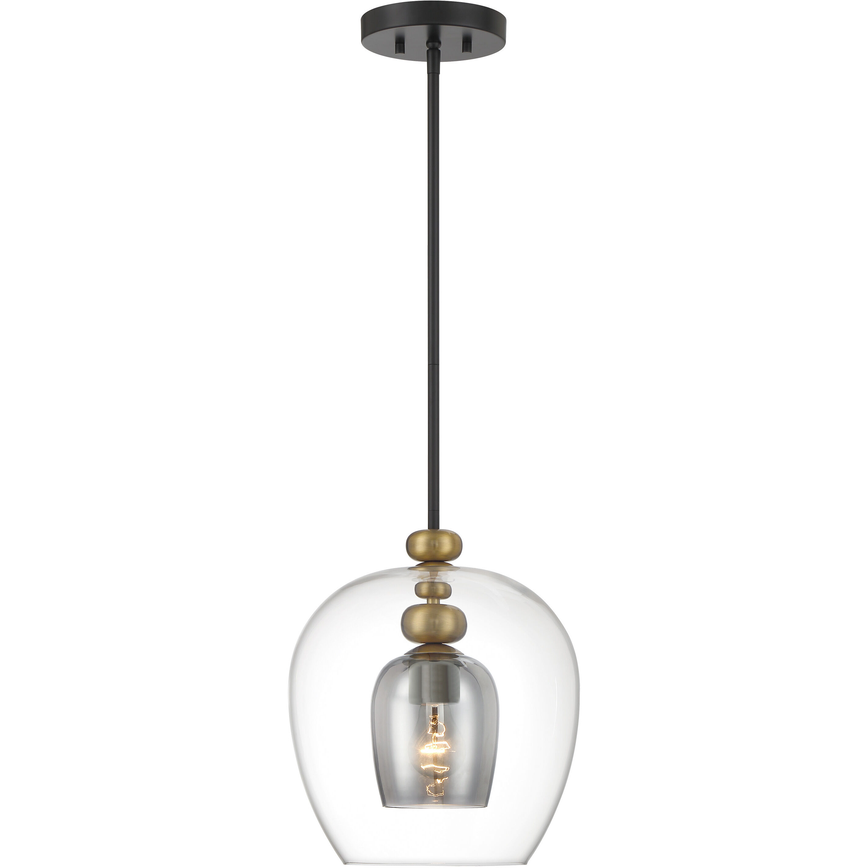 Amesbury 1 Light 11.75 inch Coal and Oxidized Aged Brass Pendant Ceiling Light