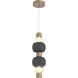 Torno Mandrel LED Novel Brass with Charcoal Double Pendant Ceiling Light
