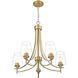 Joliet 5 Light 25 inch Burnished Brass Chandelier Ceiling Light
