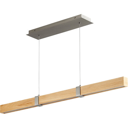 Decca LED 48 inch Satin Nickel And White Oak Linear Pendant Ceiling Light