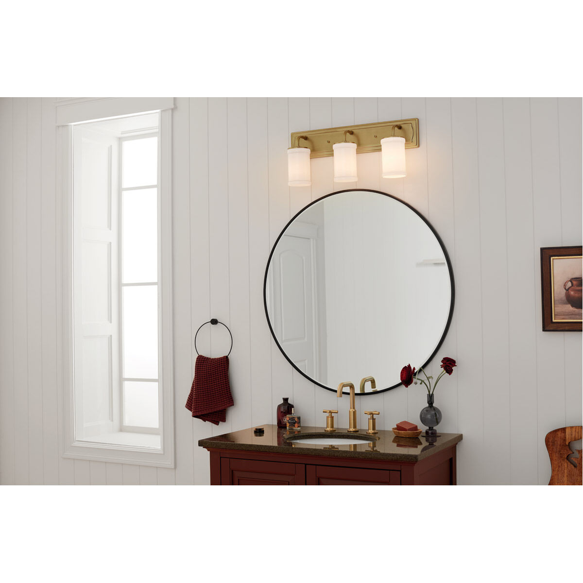 Homestead Vetivene 3 Light 24 inch Natural Brass Vanity Light Wall Light, Vetivene