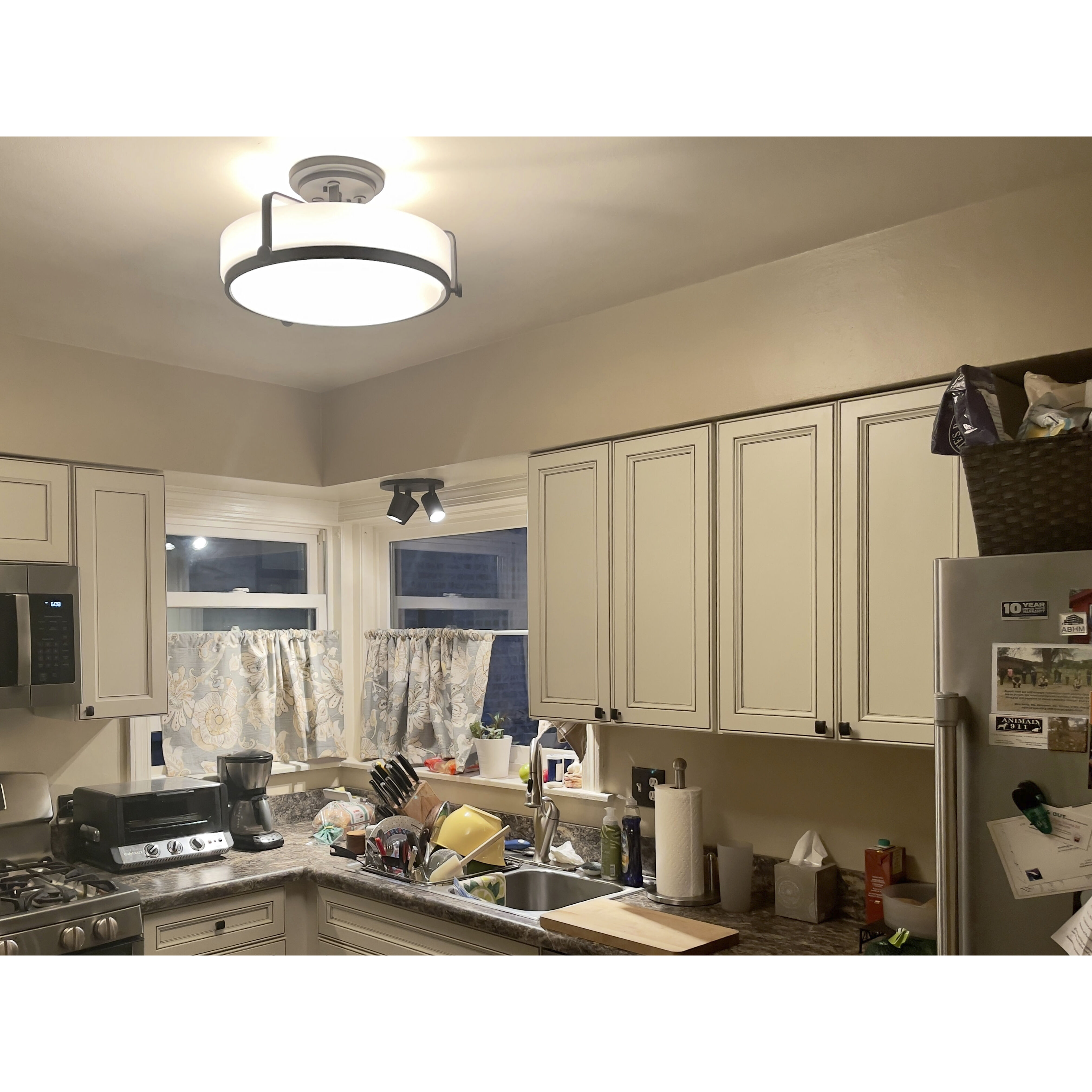 Harper 3 Light 18 inch Oil Rubbed Bronze Indoor Semi-Flush Mount Ceiling Light in White