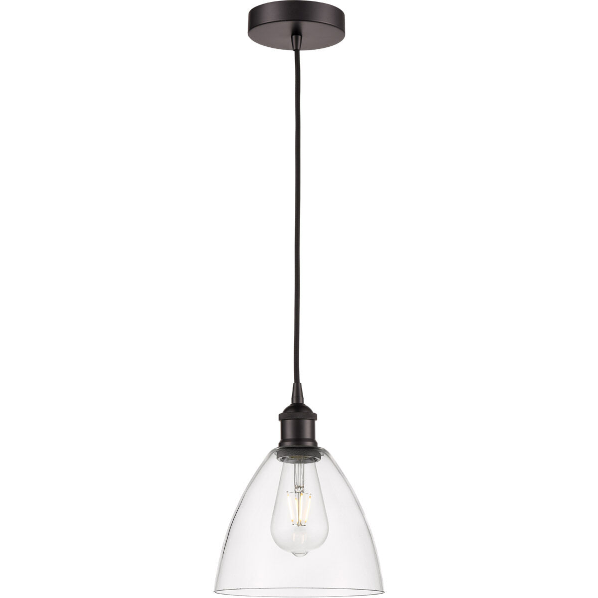 Edison Dome LED 7.5 inch Oil Rubbed Bronze Mini Pendant Ceiling Light in Clear Glass