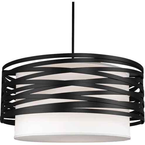 Tempest 1 Light 30.2 inch Matte Black Chandelier Ceiling Light in White Linen, Drum