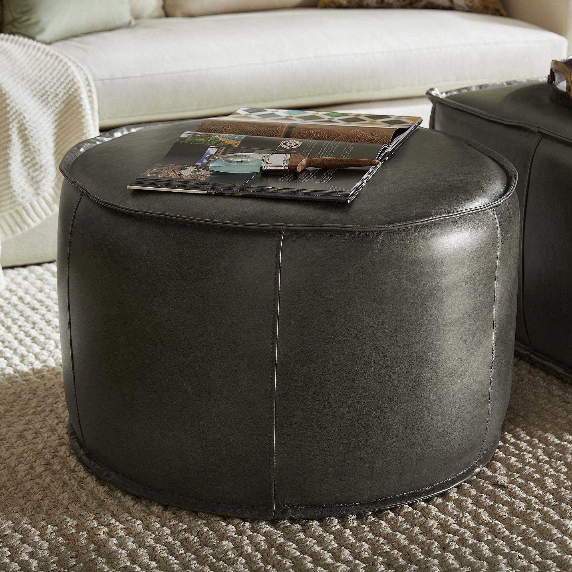 Lusso 20 inch Grey Pouf