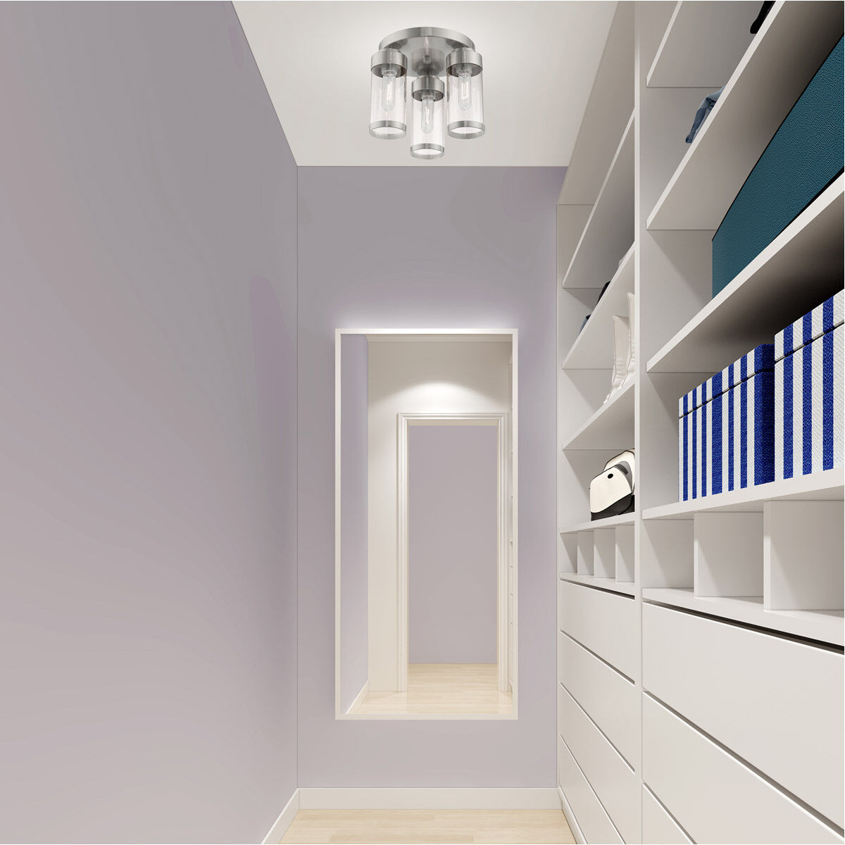 Hillcrest 3 Light 12 inch Brushed Nickel Semi-Flush Mount Ceiling Light