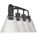 Pleated 4 Light 34 inch Flat Black Vanity Light Wall Light