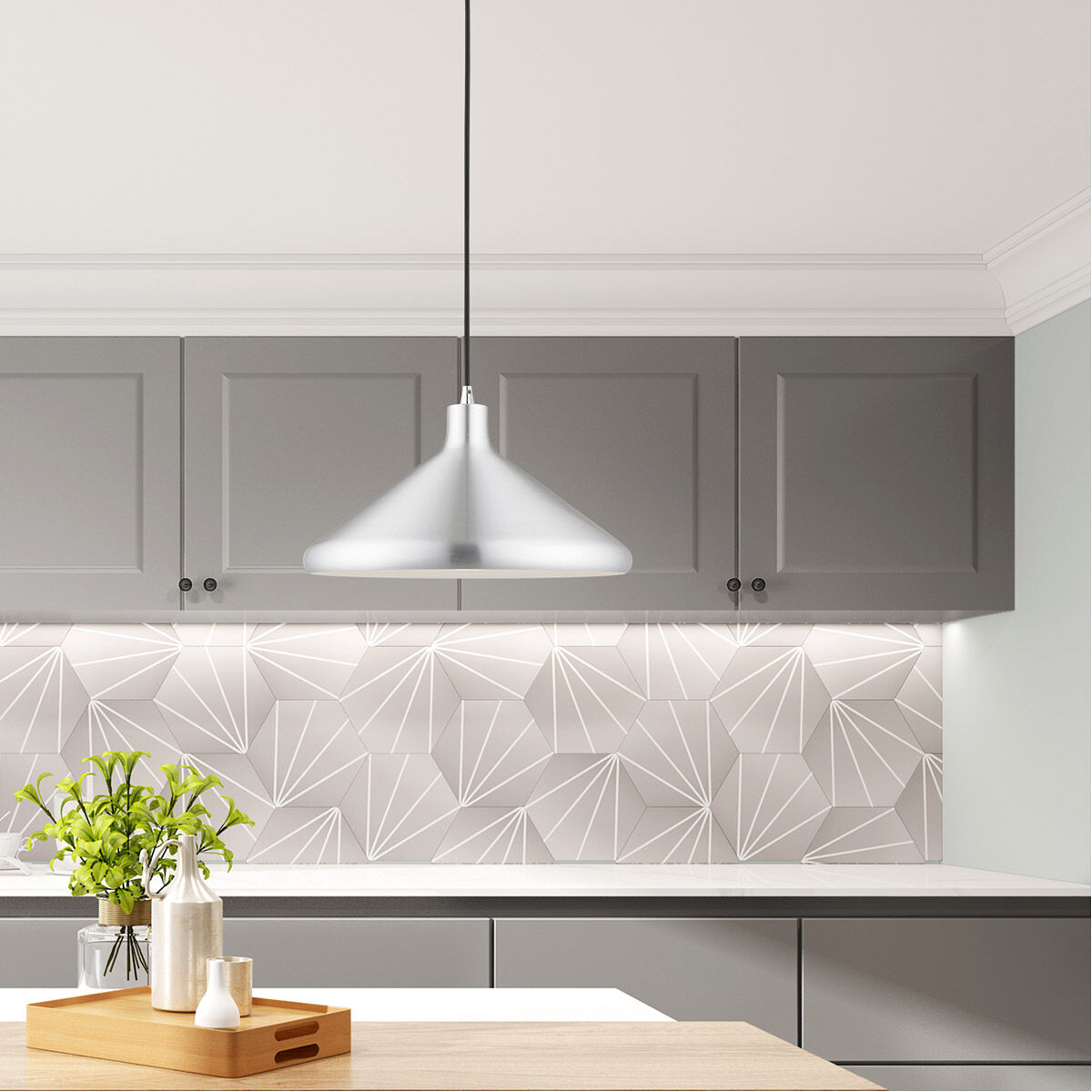 Allison 1 Light 15 inch Brushed Aluminum Mini Pendant Ceiling Light