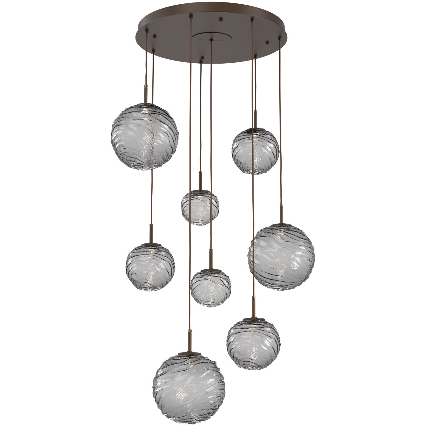 Gaia LED 30 inch Flat Bronze Multi-Pendant Ceiling Light in 3000K LED, Smoke