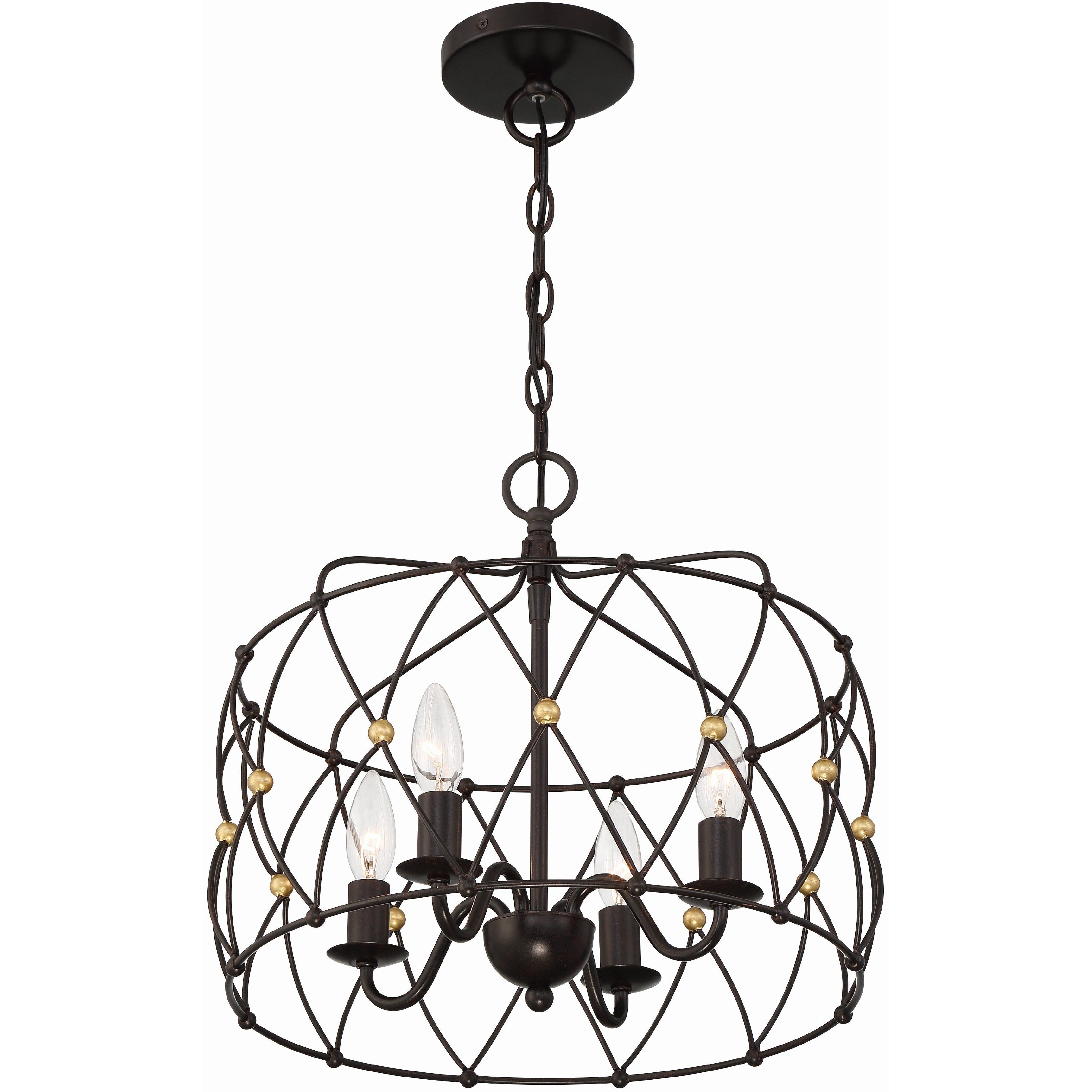 Zucca 4 Light 16.5 inch English Bronze and Antique Gold Lantern Chandelier Ceiling Light