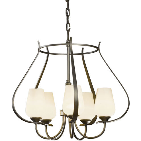 Flora 5 Light 22 inch Natural Iron Chandelier Ceiling Light in Opal
