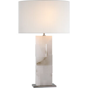 Ian K. Fowler Ashlar 28 inch 15 watt Alabaster and Polished Nickel Table Lamp Portable Light, Large