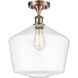Ballston Cindyrella LED 12 inch Antique Copper Semi-Flush Mount Ceiling Light in Clear Glass