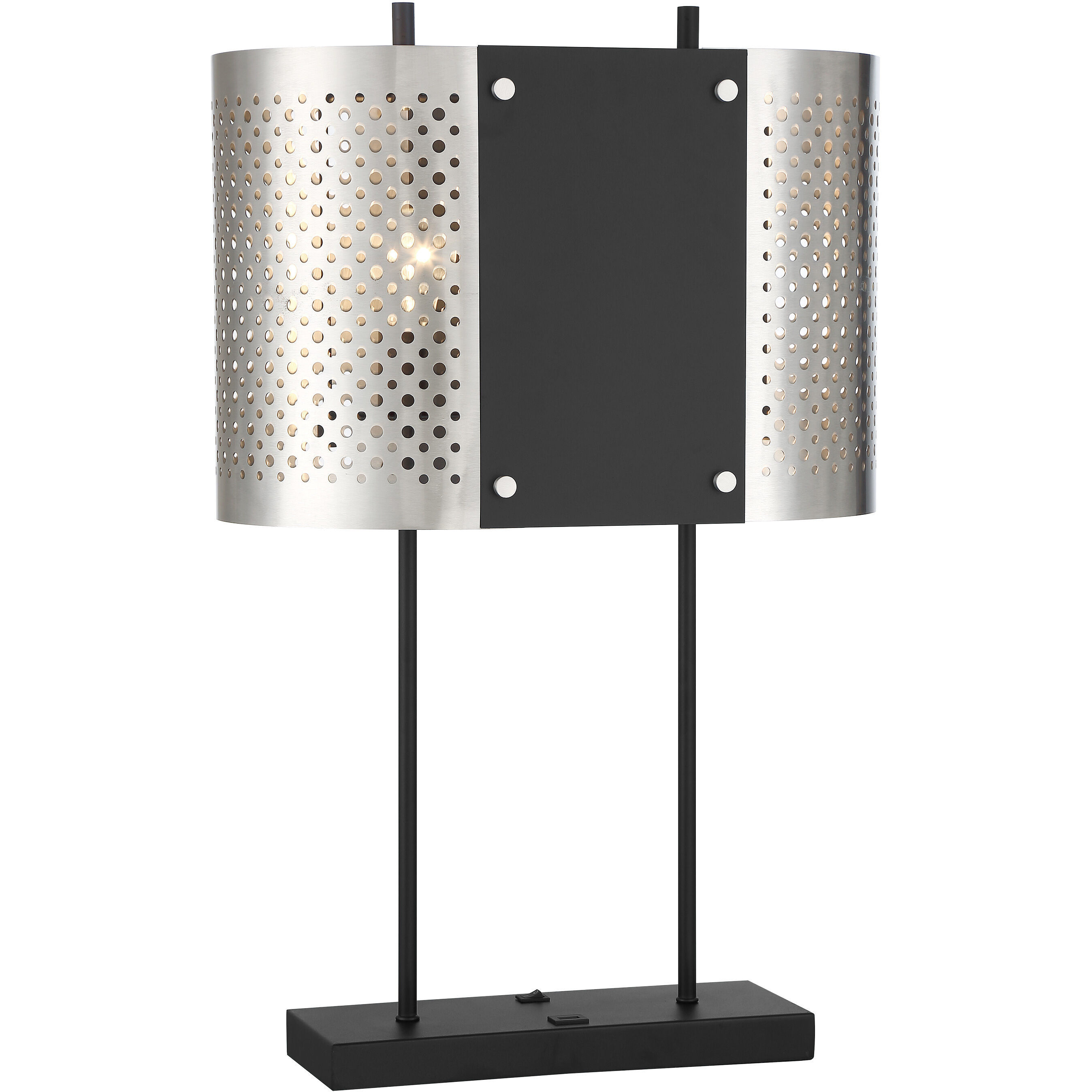 Noho 28 inch 100.00 watt Brushed Nickel W/ Sand Coal Table Lamp Portable Light