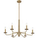 Cannon 6 Light 32 inch Warm Brass and Rope Chandelier Ceiling Light