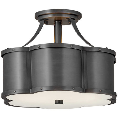 Chance 2 Light 14.25 inch Blackened Brass Indoor Semi-Flush Mount Ceiling Light