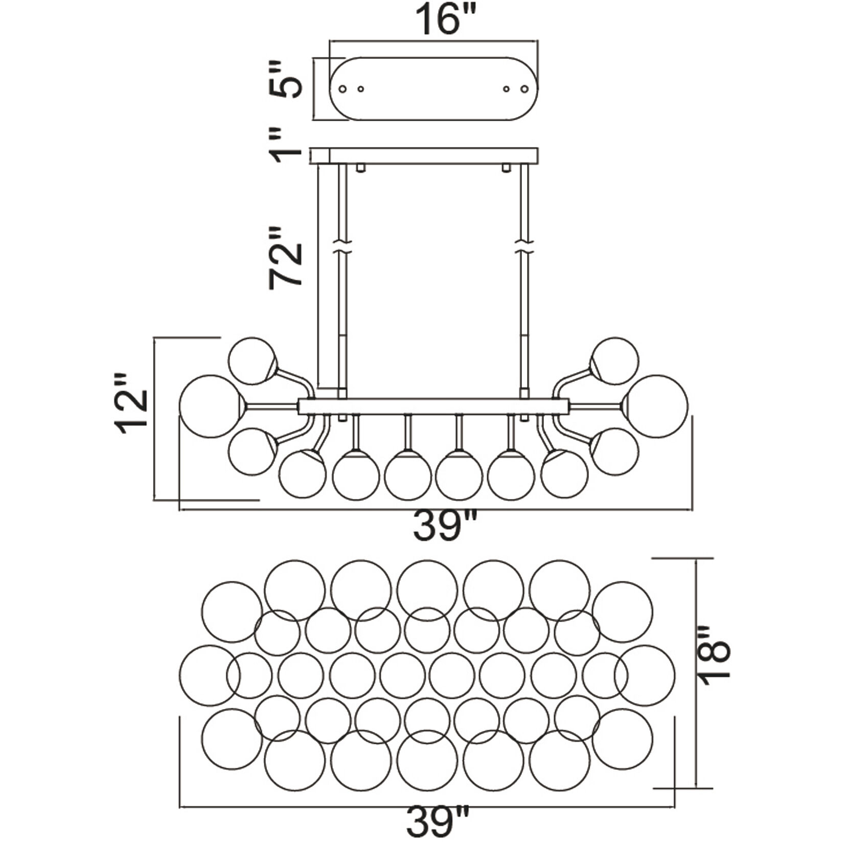 Pallocino LED 39 inch Chrome Island/Pool Table Light Ceiling Light