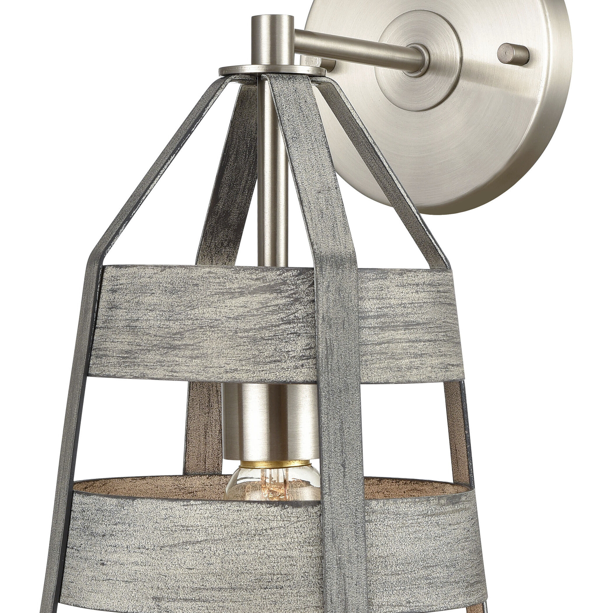 Brigantine Sconce Wall Light in Weathered Driftwood and Satin Nickel