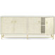 Judith Leiber Couture 80 X 19 inch Feather / Solstice / Polished Brass Credenza, Wooden, 4-Door