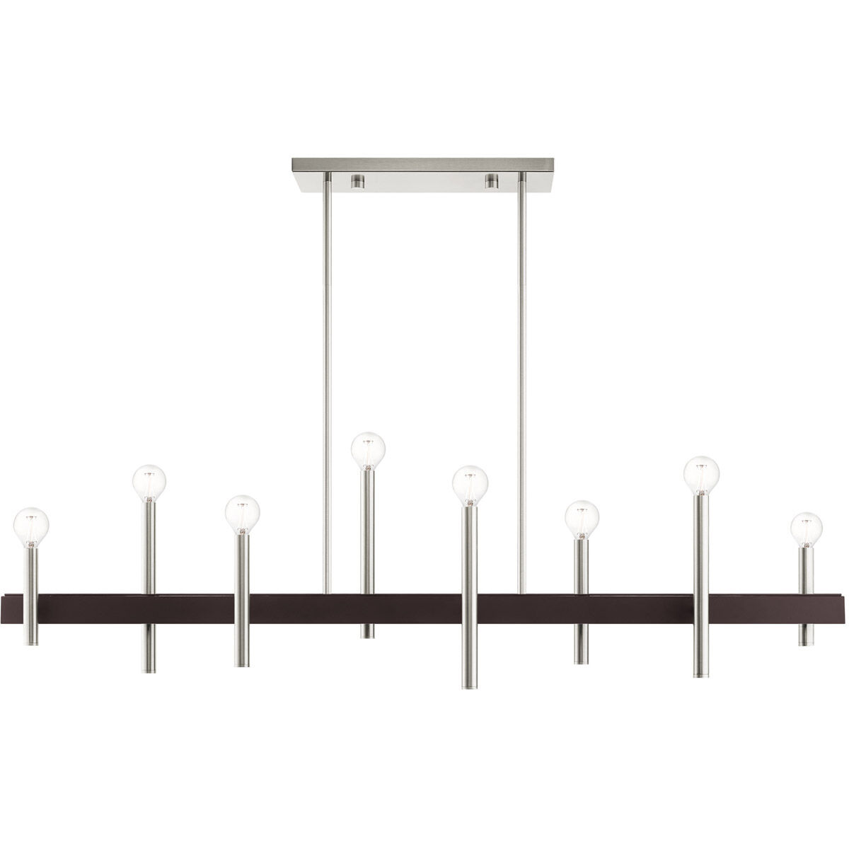 Denmark 8 Light 9 inch Brushed Nickel with Bronze Accents Chandelier Ceiling Light