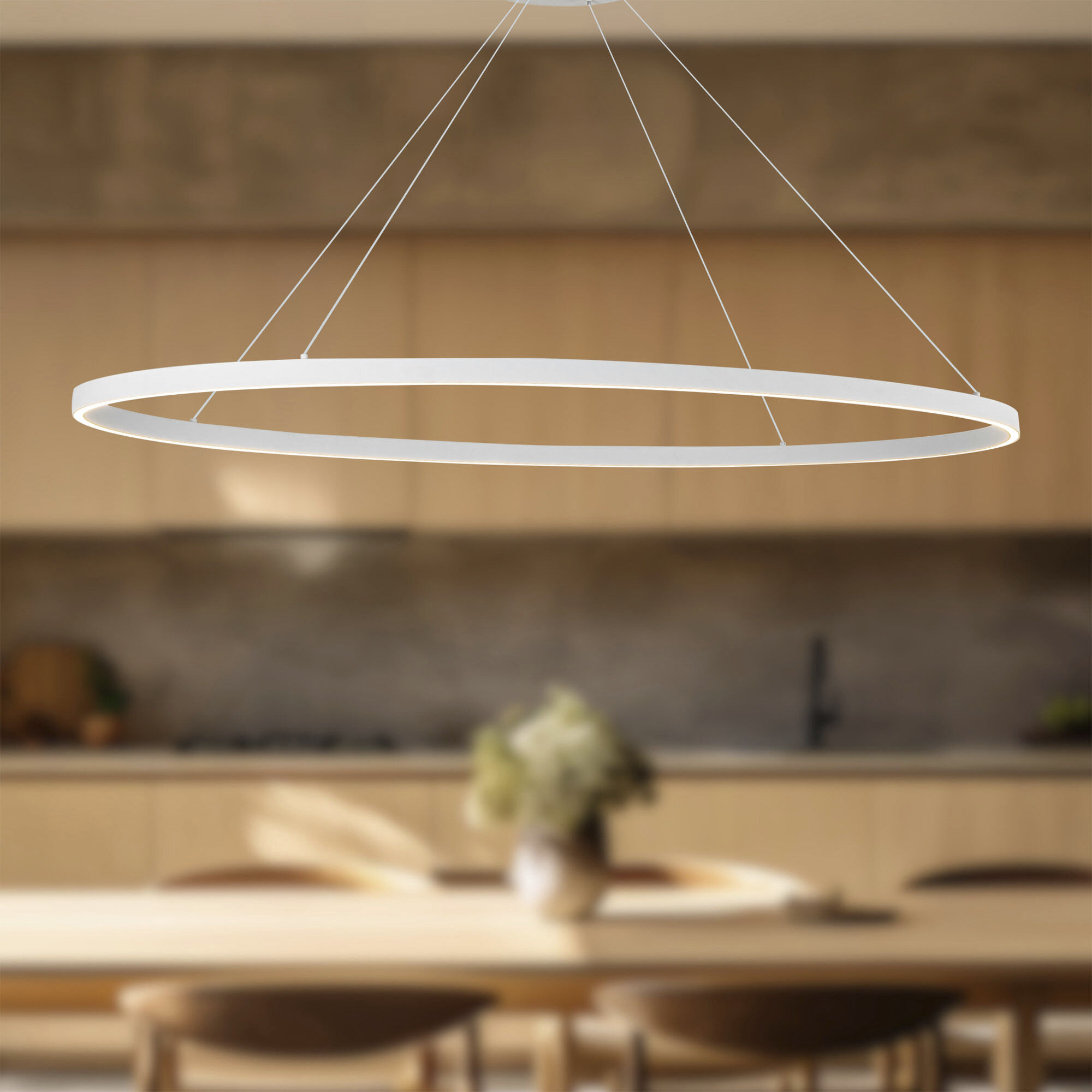 Ovale LED 53.75 inch White Linear Pendant Ceiling Light