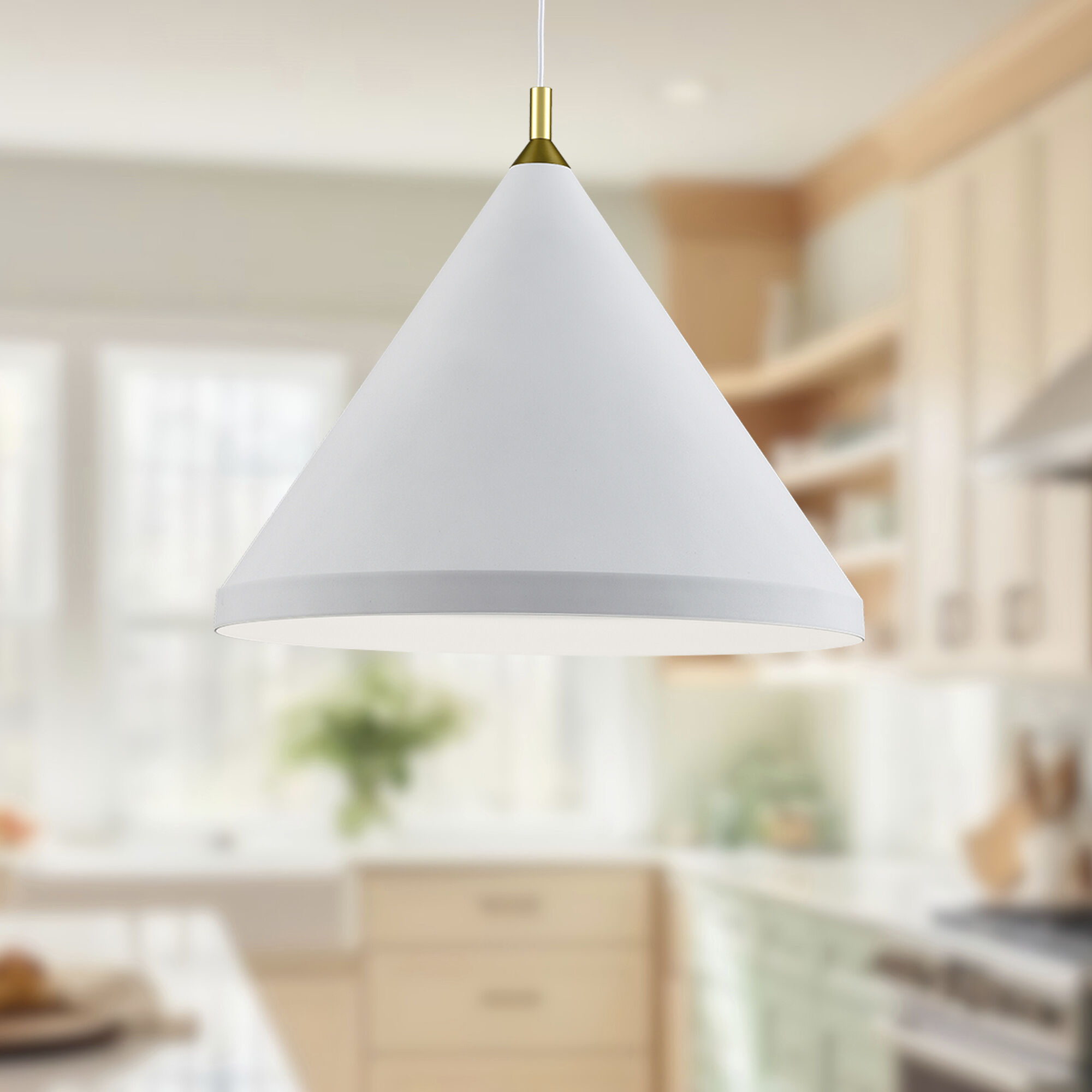 Dorothy Pendant Ceiling Light in White with Gold Detail