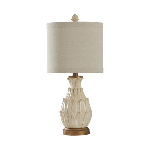 Signature 23.5 inch 60 watt Distressed Off-White and Light Beige Dark Brown Table Lamp Portable Light