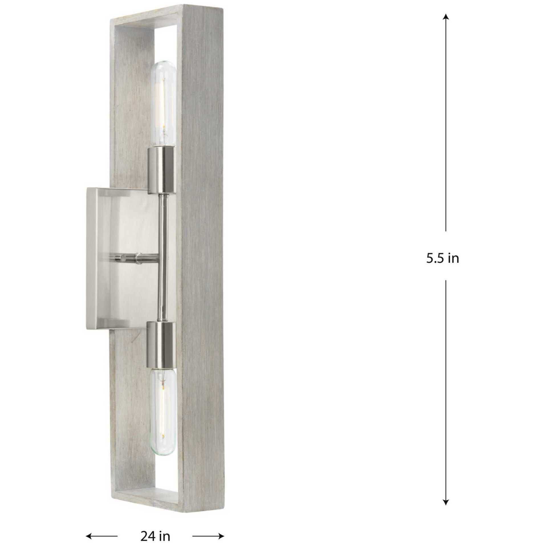 Boundary 2 Light 24 inch Brushed Nickel Wall Bracket Wall Light, Design Series