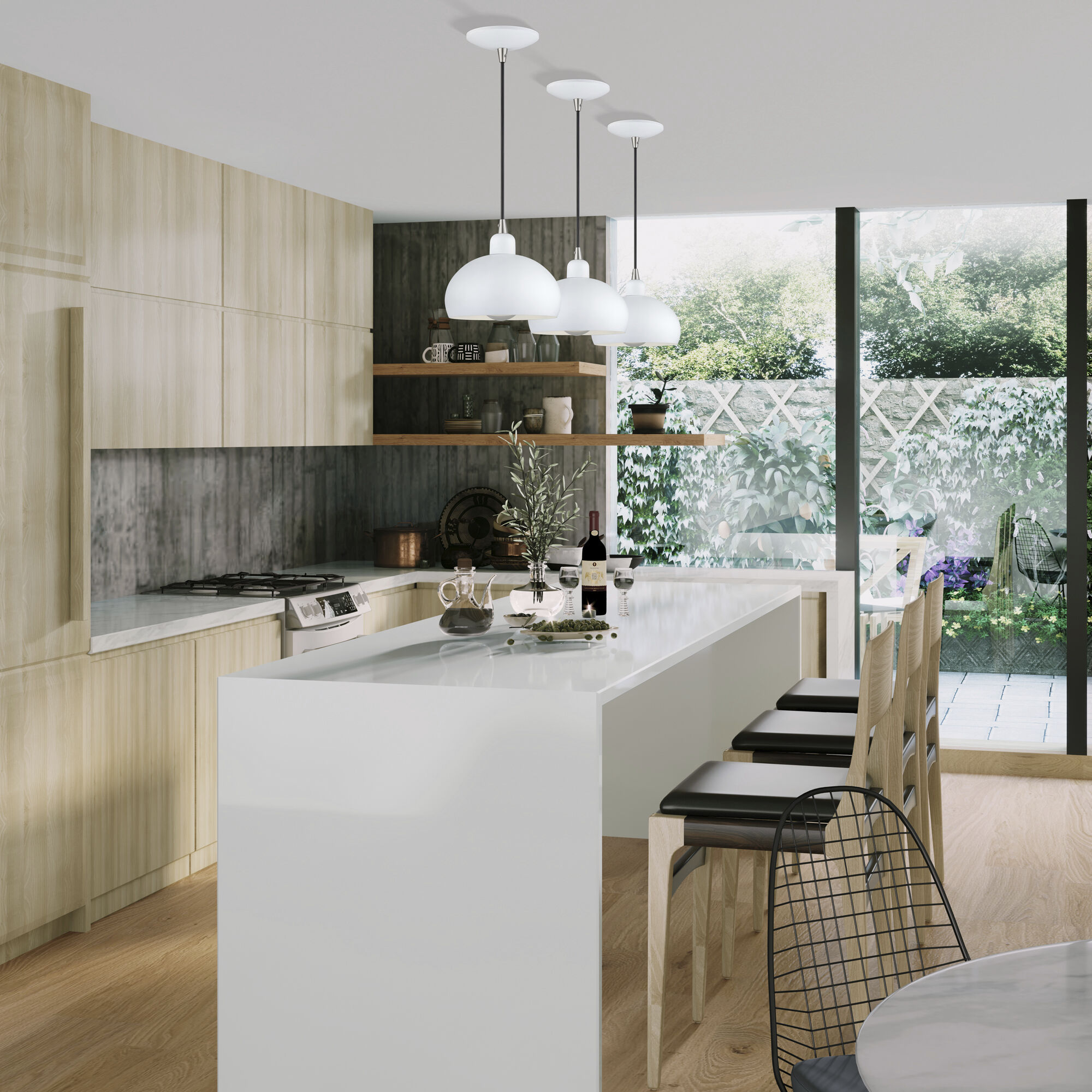 Domma 1 Light 8 inch White with Brushed Nickel Accents Mini Pendant Ceiling Light