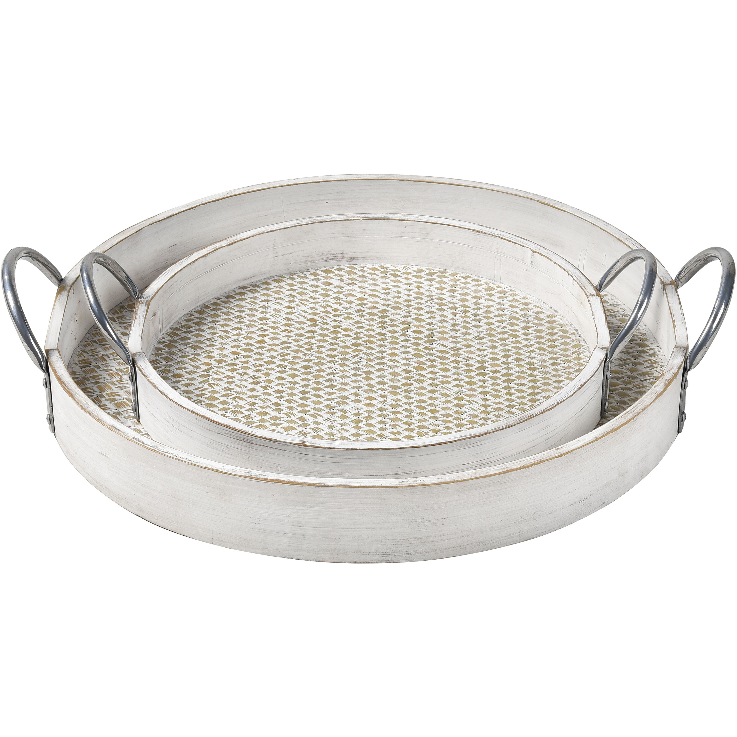 Fabian Weathered White with Bleached and Silver Tray, Set of 2