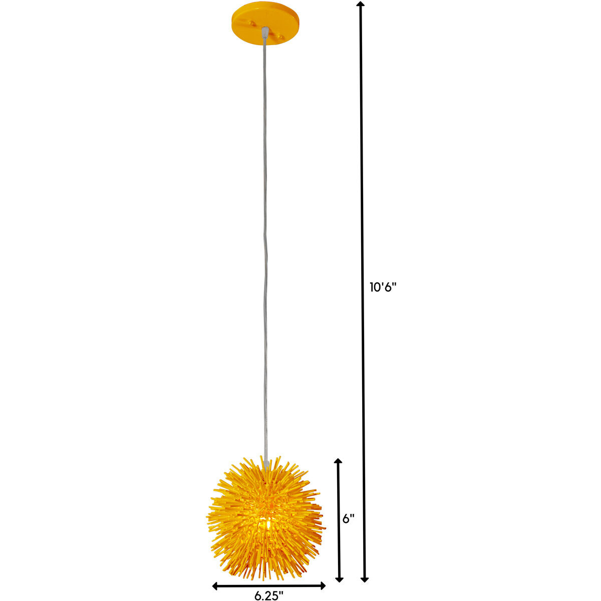 Urchin 1 Light 6.25 inch Un-Mellow Yellow Mini Pendant Ceiling Light