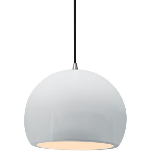 Radiance LED 7 inch Gloss White and Brushed Nickel Pendant Ceiling Light