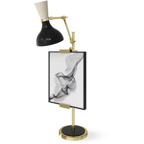 Clare Obsidian and Bone with Modern Brass Table Easel