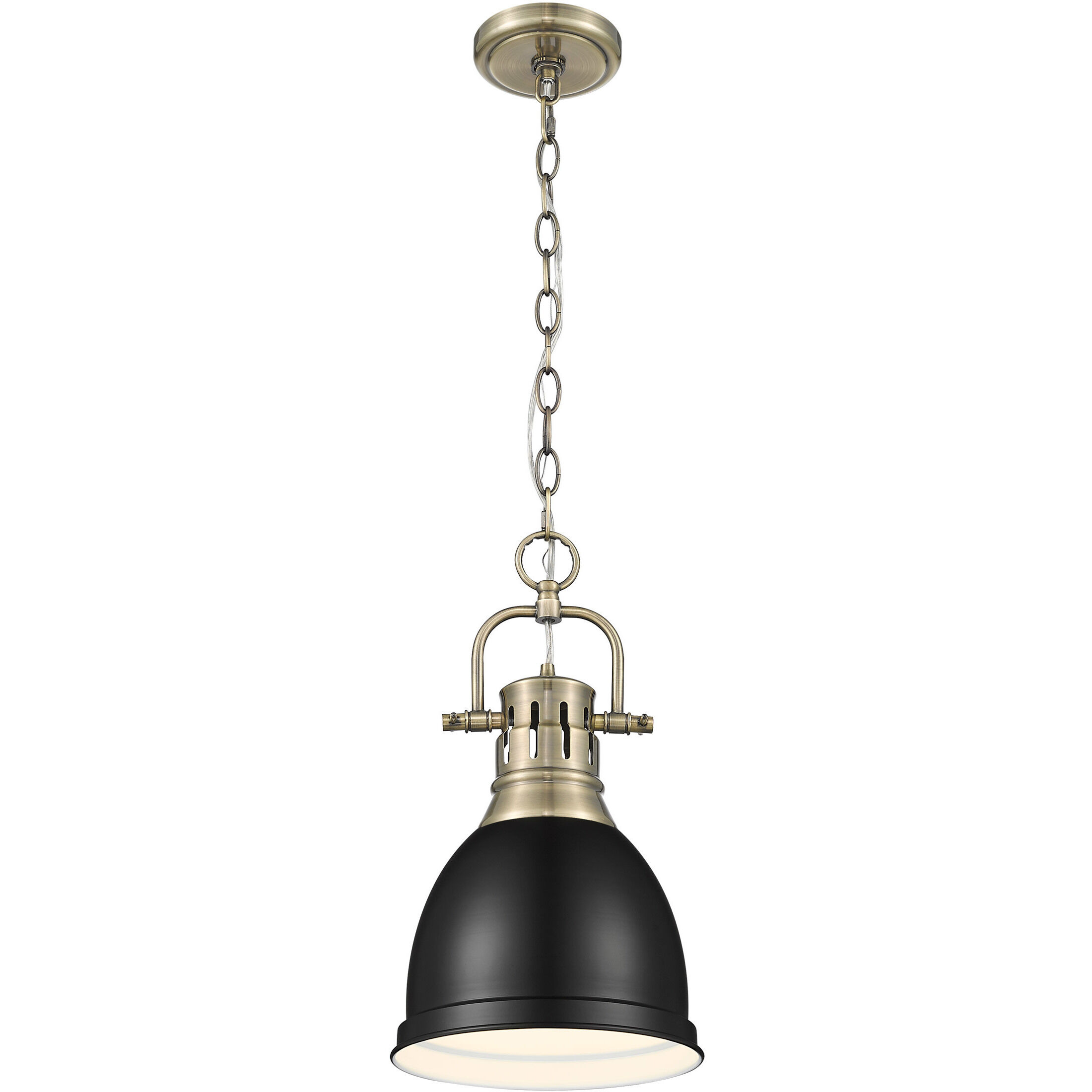 Yep Duncan 1 Light 8.88 inch Aged Brass Pendant Ceiling Light in Matte Black, Small