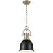 Yep Duncan 1 Light 8.88 inch Aged Brass Pendant Ceiling Light in Matte Black, Small