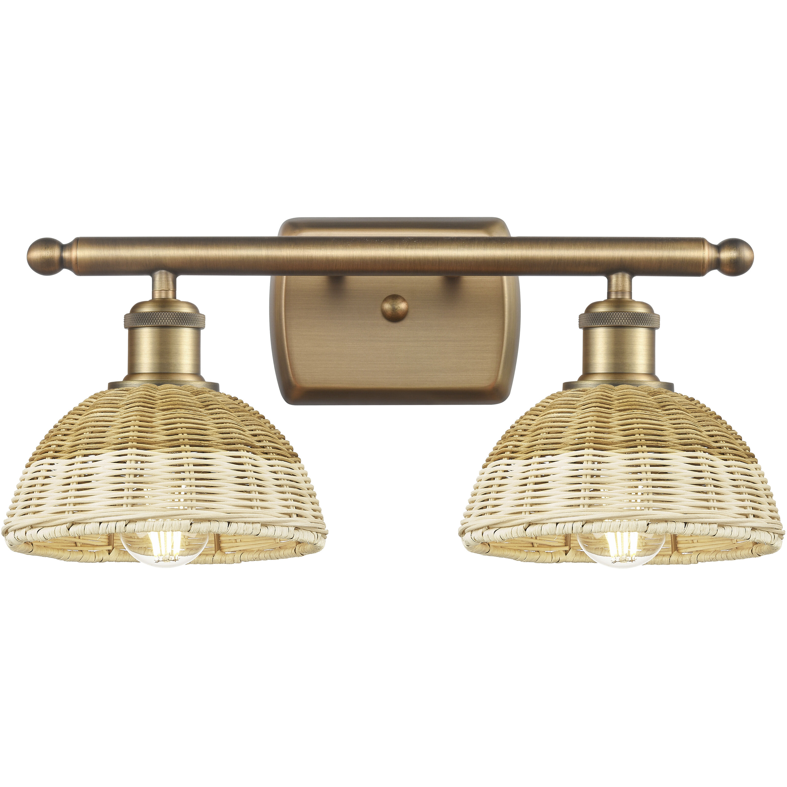 Ballston Bristol Natural II 2 Light 17.5 inch Brushed Brass Bath Vanity Light Wall Light