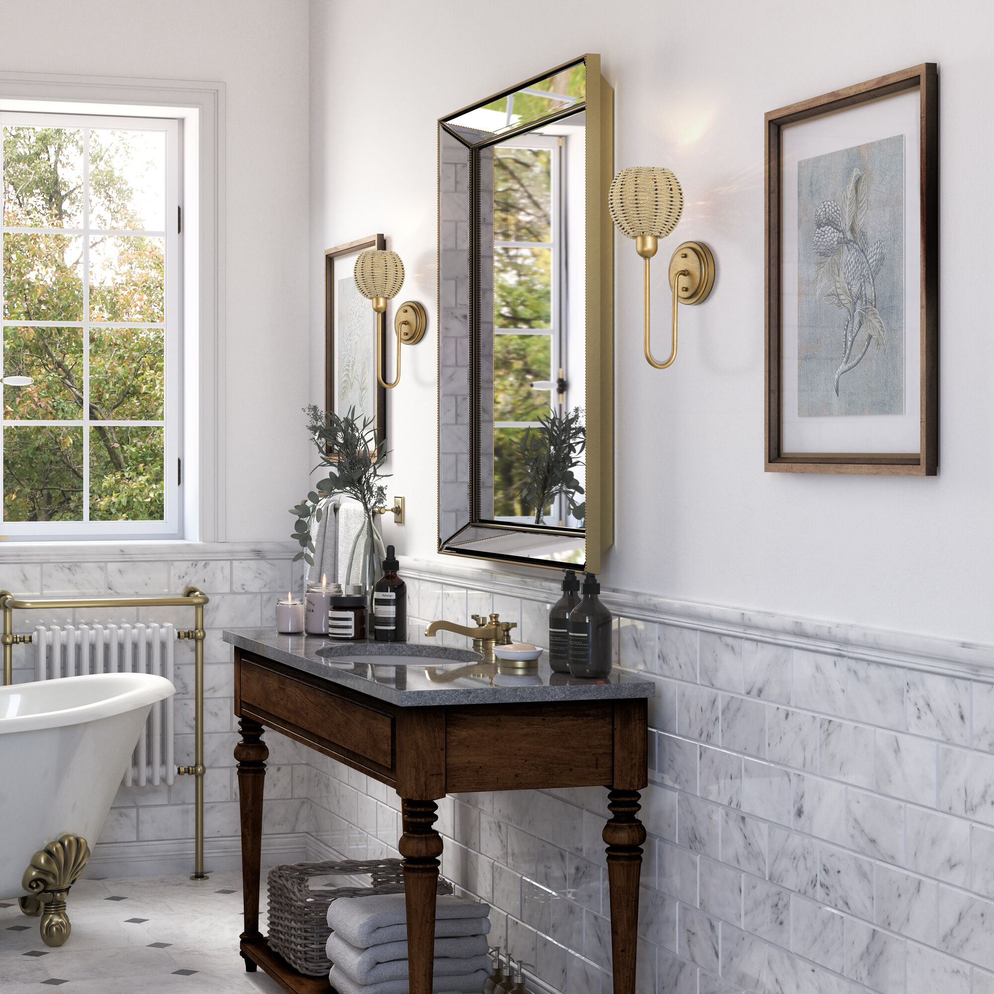 Summervine Wall Sconce Wall Light in Antique Gold Leaf, Single