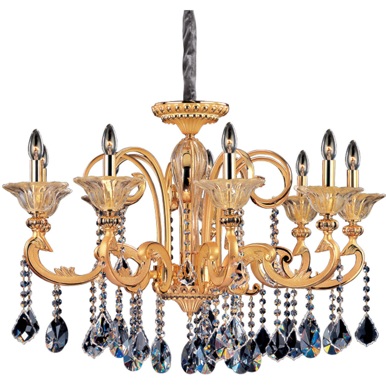 Legrenzi 9 Light 34 inch Two Tone Gold - 24K Chandelier Ceiling Light in Two-tone Gold/24K, Firenze Clear
