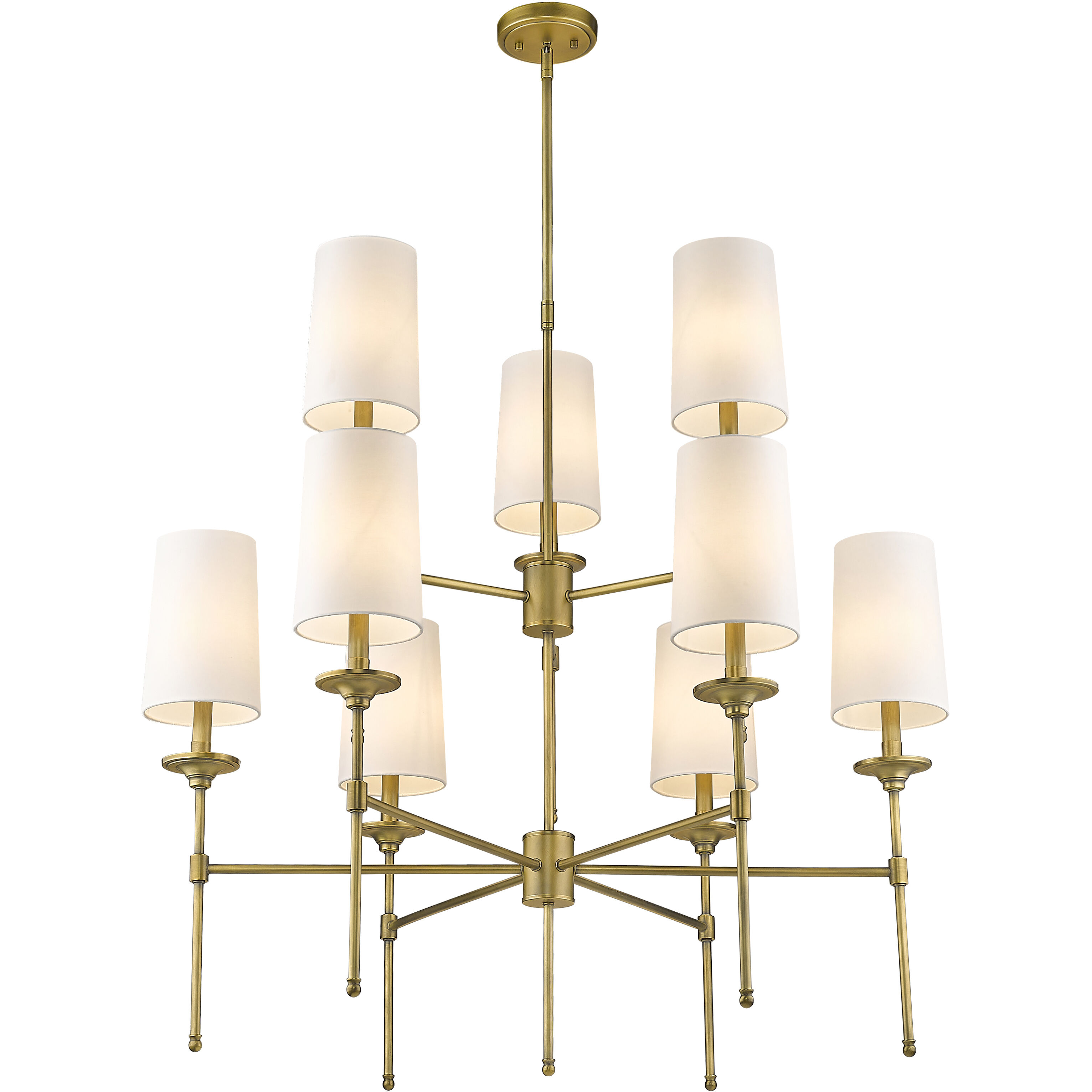Emily 9 Light 38 inch Rubbed Brass Chandelier Ceiling Light